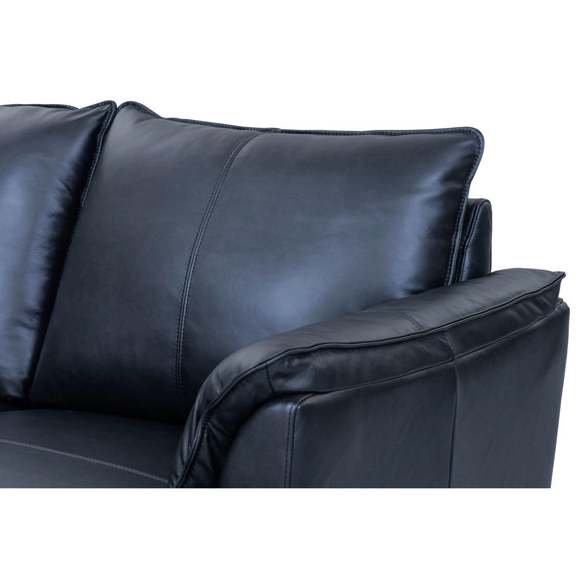 ZWEISITZER-SOFA Echtleder Schwarz - Schwarz, Leder/Metall (160/88/90cm) - Furnhouse