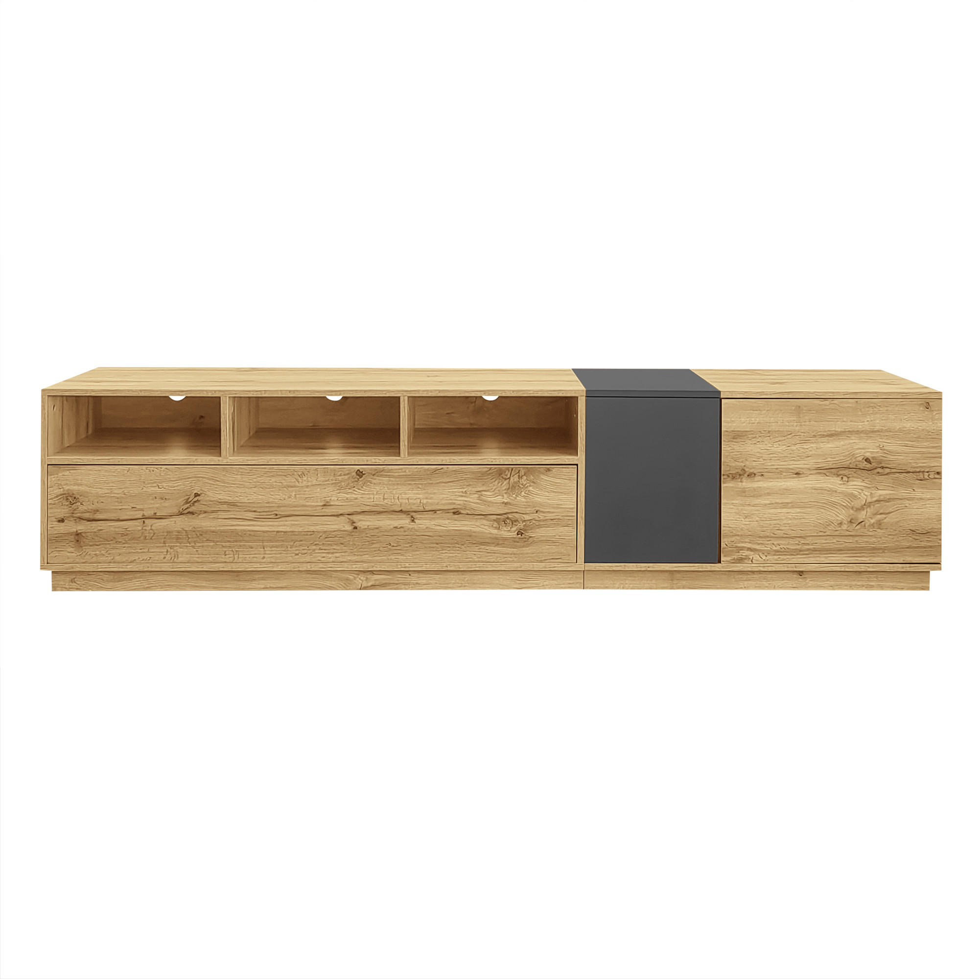 TV-LOWBOARD Eichefarben mit Türen und offenen Fächern - Eichefarben, Holzwerkstoff/Metall (200/45/45cm) - Urban Meuble