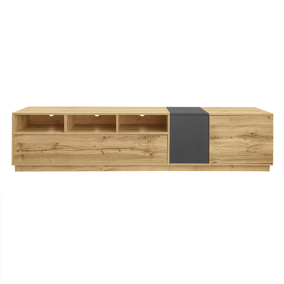 TV-LOWBOARD Eichefarben mit Türen und offenen Fächern - Eichefarben, Holzwerkstoff/Metall (200/45/45cm) - Urban Meuble