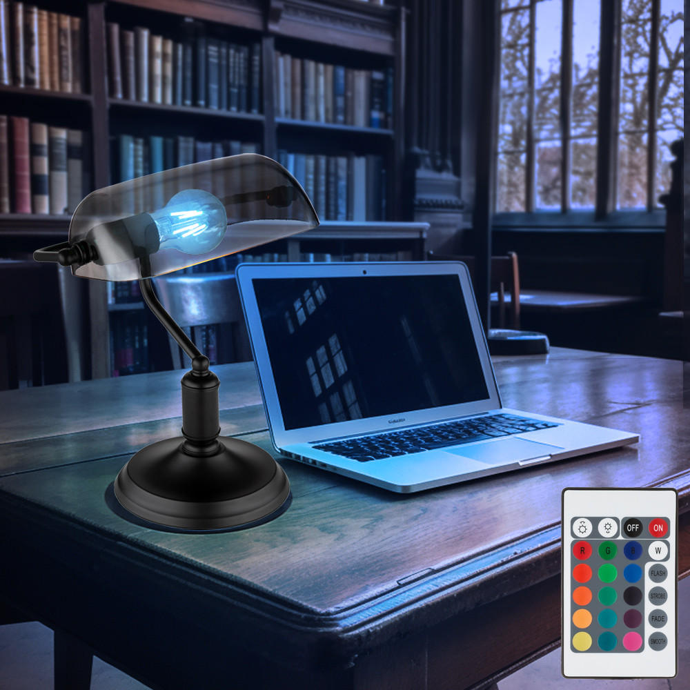 LED TISCHLEUCHTE Antique Schwarz Glas Rauch - Schwarz, Glas (25/18/32cm) - Globo Lighting