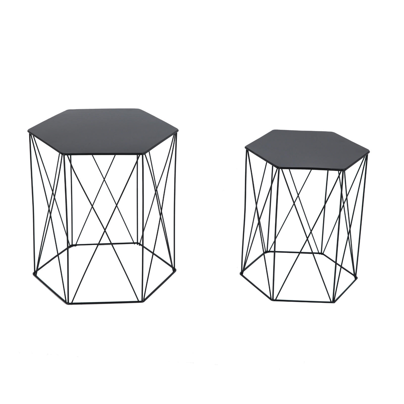 BEISTELLTISCH HARPA 2er Set Schwarz - Schwarz, Metall (37/42/46cm) - SVITA