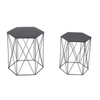 BEISTELLTISCH HARPA 2er Set Schwarz - Schwarz, Metall (37/42/46cm) - SVITA