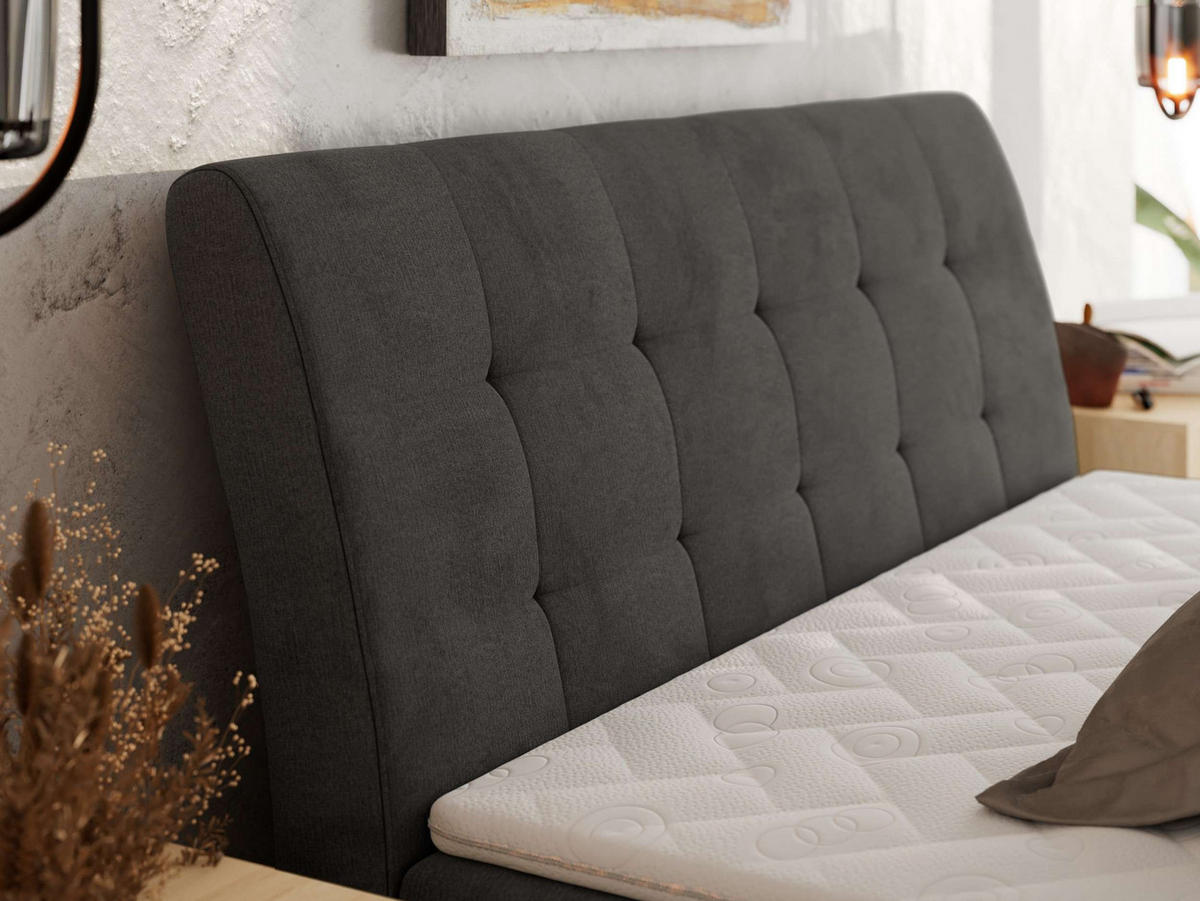 BOXBETT DAGOS 160/200 - Dunkelgrau Velvet - H4 - Topper T25 - Dunkelgrau, Textil (160/200cm) - MKS