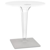 TISCH Rund Transparentes Mittelfuß Outdoor NORIX, Weiß 68x68x71,6 cm - Transparent/Weiß, Holzwerkstoff/Metall (68/68/72cm) - KADIMA DESIGN
