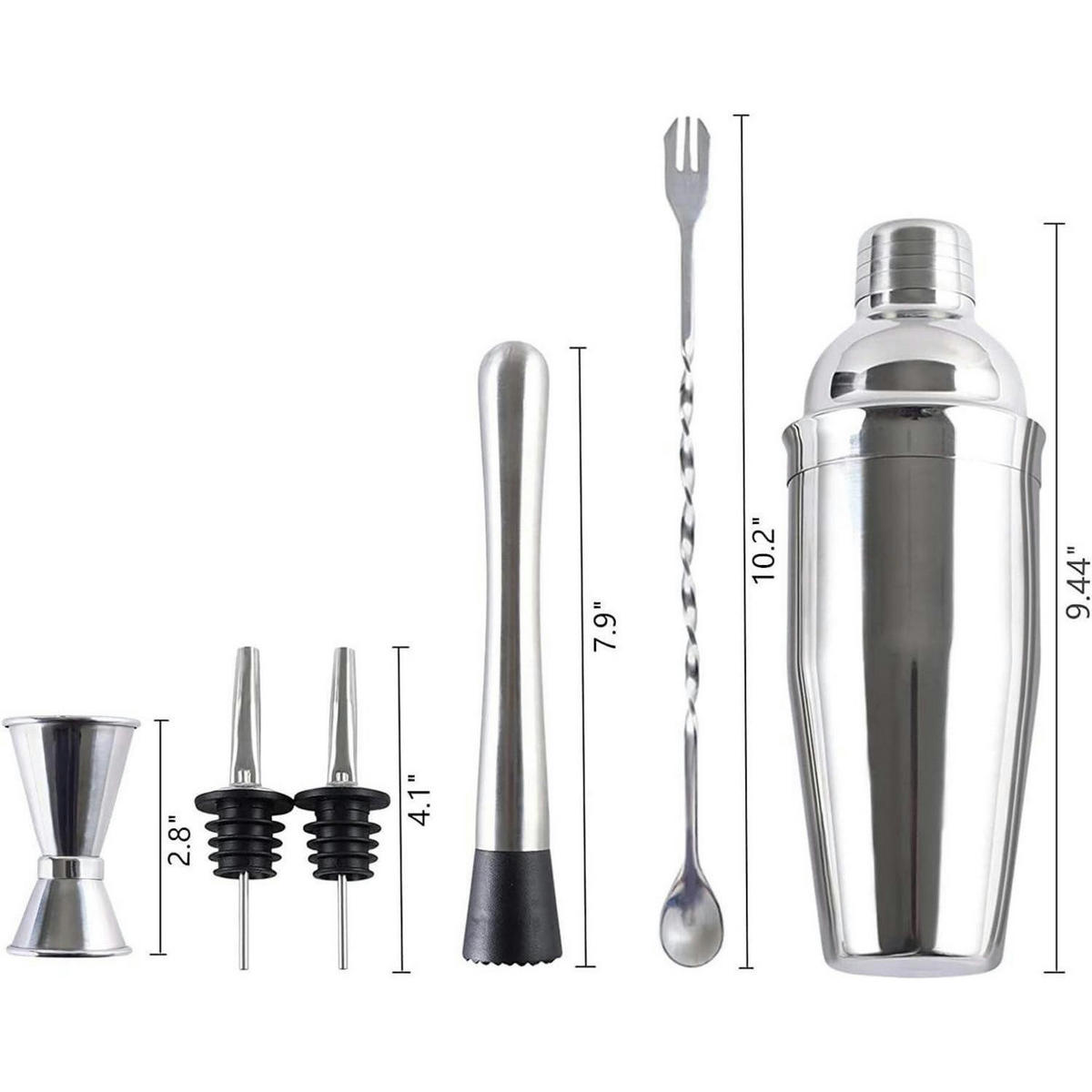 COCKTAILSHAKER Set 10-teilig Edelstahl - Silberfarben, Metall (8.9/8.9/25.9cm)
