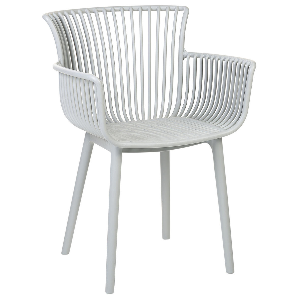 GARTENSTUHL 4er-Set Kunststoff hellgrau Pesaro - Grau, Kunststoff (58/84/45cm) - Beliani
