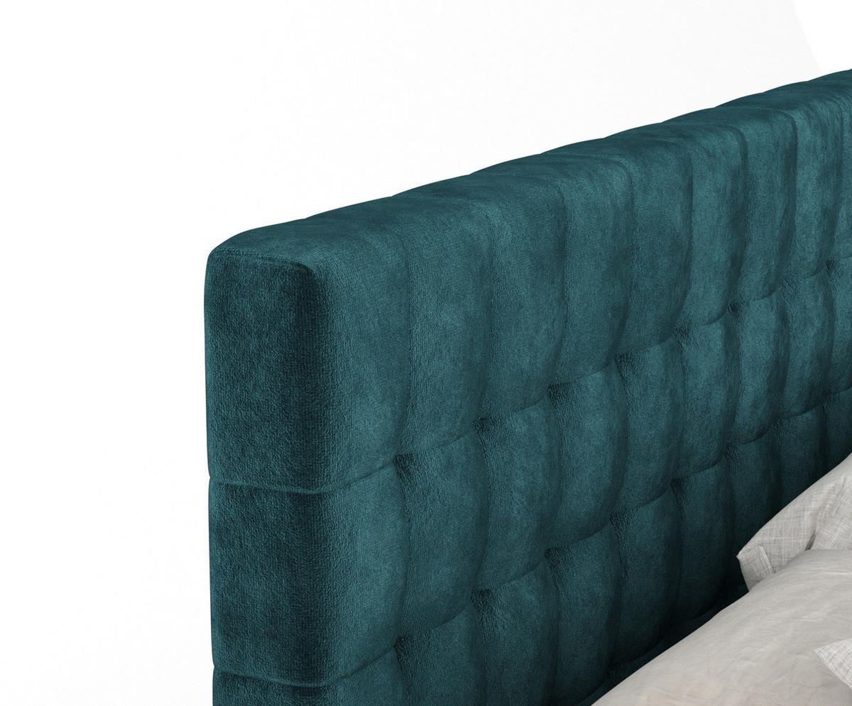 BOXSPRINGBETT Sorrento Türkisfarben 140/200 cm mit Latex-Topper - Türkis/Silberfarben, Holz/Holzwerkstoff (140/200cm) - Maison de Reve