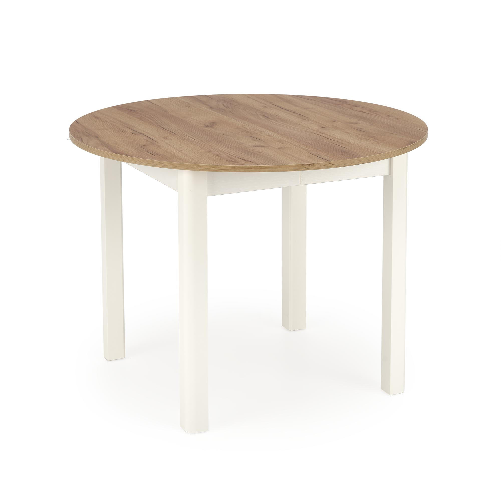 ESSTISCH rund Eiche Gold - Weiß ausziehbar - Eichefarben/Weiß, Holzwerkstoff (102/102/76cm) - designimpex