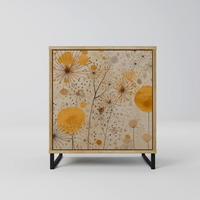 SIDEBOARD MORNING GLADE, Eichefarben, 57,5x42x67,5 cm, Schwarze Metall-Rahmenfüße - Eichefarben/Multicolor, Holzwerkstoff/Metall (57.5/67.5/42cm) - SpaceRebels