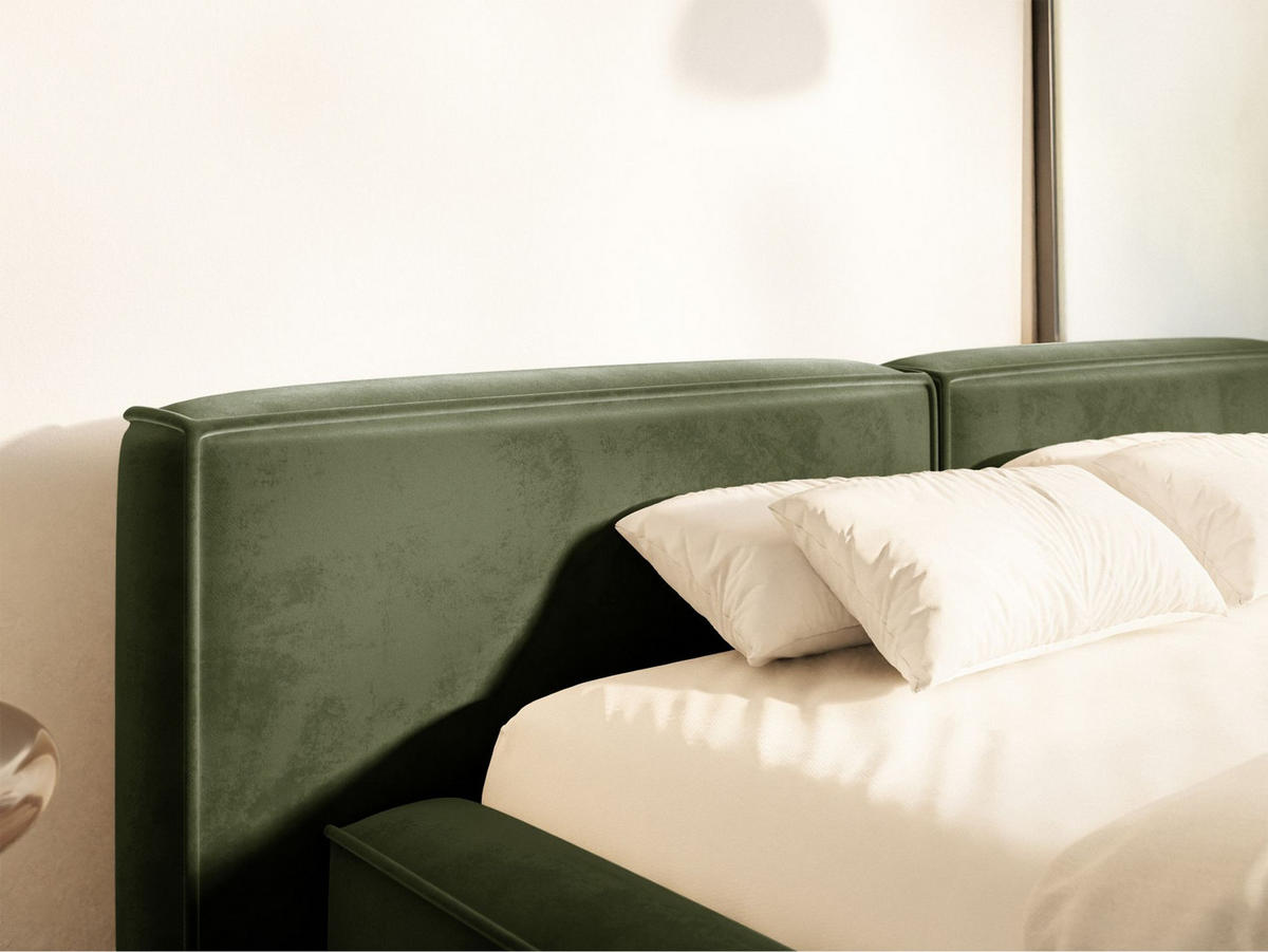 POLSTERBETT Tilves Low Olivgrün 160x200 cm - Schwarz/Olivgrün, Kunststoff/Textil (160/200cm) - Selsey