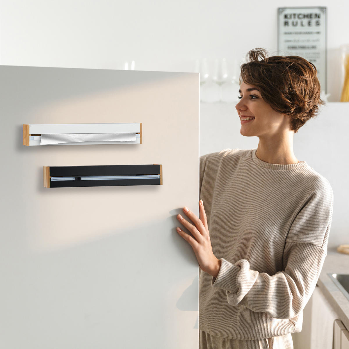 FOLIENSCHNEIDER - Weiß, Holz/Metall (35/6/7cm) - Relaxdays