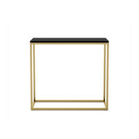 KONSOLENTISCH Well 80 Schwarz, Goldene Beine - Goldfarben/Schwarz, Holzwerkstoff/Metall (25/80/80cm) - Bettso