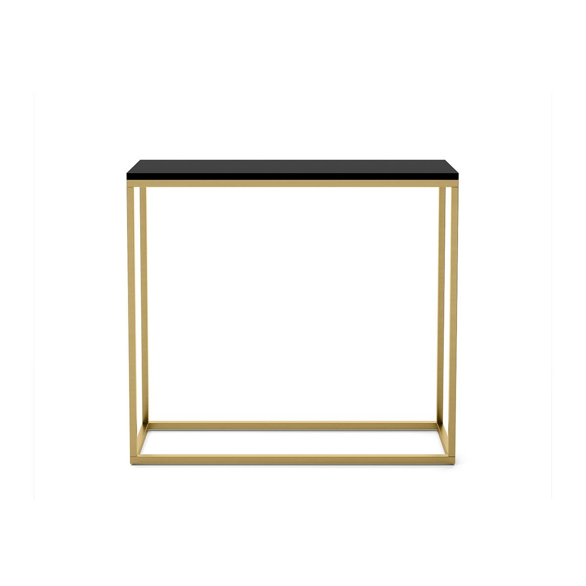 KONSOLENTISCH Well 80 Schwarz, Goldene Beine - Goldfarben/Schwarz, Holzwerkstoff/Metall (25/80/80cm) - Bettso