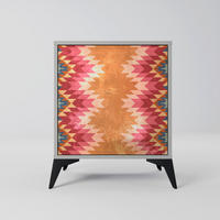 SIDEBOARD INDIAN FOLK, Grau, 57,5x42x70,5 cm, Schwarze Metall-Sternfüße - Multicolor/Schwarz, Holzwerkstoff/Metall (57.5/70.5/42cm) - SpaceRebels
