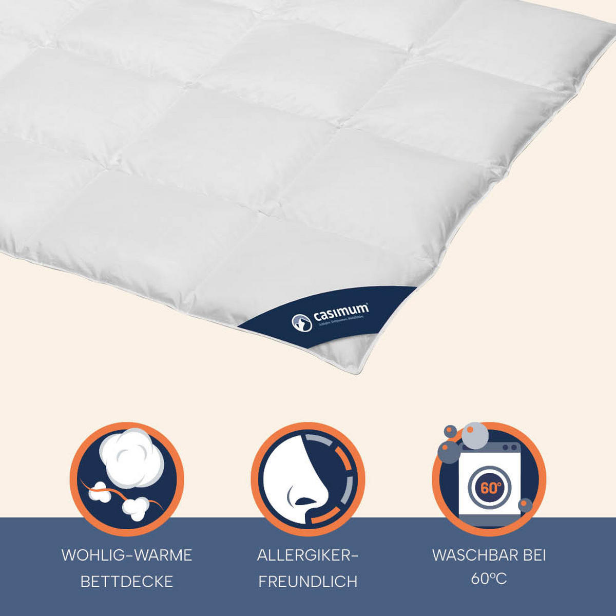 DAUNENDECKE 200x200 Warm, PREMIUM Winterdecke 90% Daune - Weiß, Textil (200/200cm) - casimum