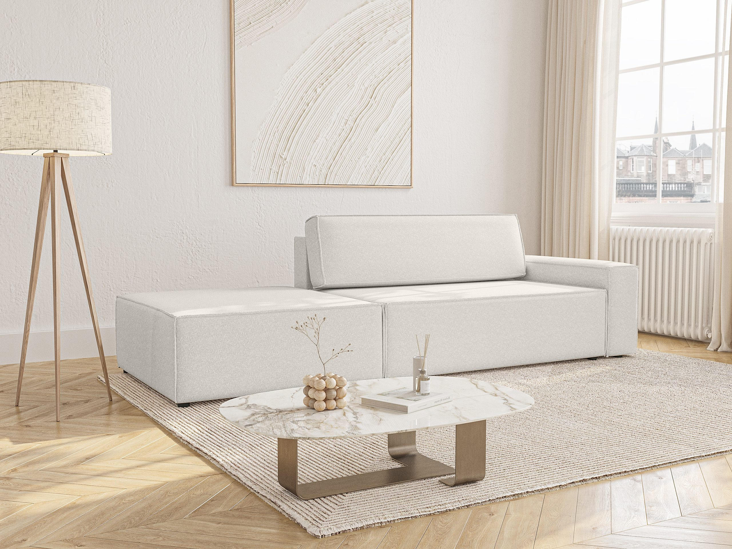 Thumbnail - Fedve Schlafsofa, Weiß, Textil, L-Form, 263x70x100 cm, Wohnzimmer, Sofas & Couches, Schlafsofas