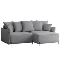 ECKSOFA MARCO Rechts, mit Schlaffunktion und Bettkasten, Grau - Grau, Textil/Metall (221/148cm) - Idohome