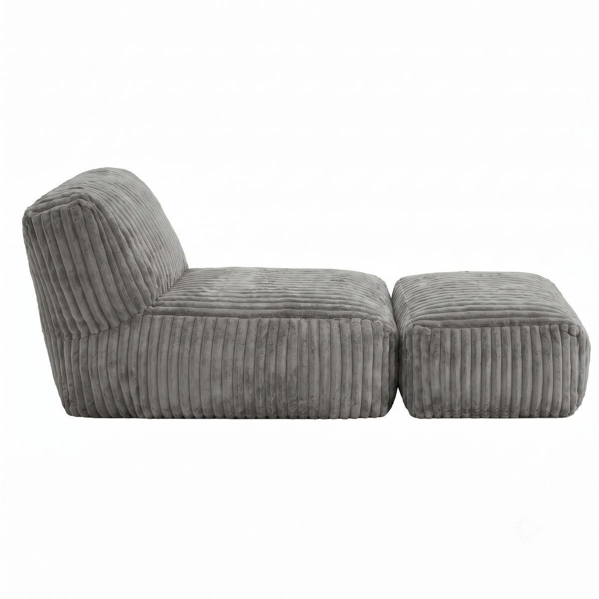 FÅTÖLJ MED PALL i manchester modulär och ergonomiskt stoppad - Ljusgrå, Textil (160/66/80cm) - Urban Meuble