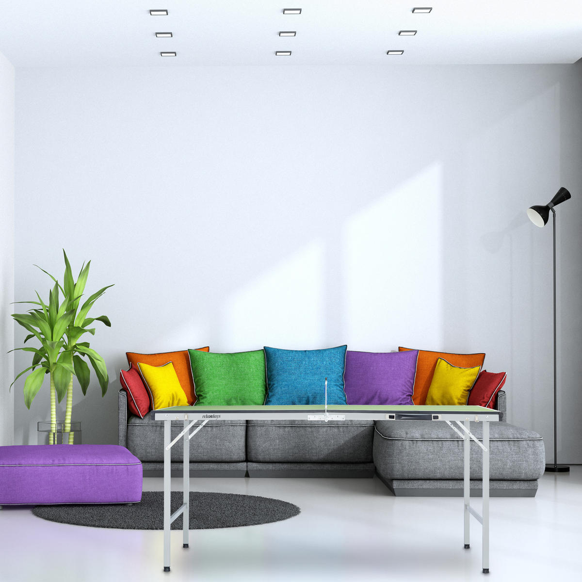 TISCHTENNISPLATTE - Multicolor, Holzwerkstoff/Metall (70/150cm) - Relaxdays