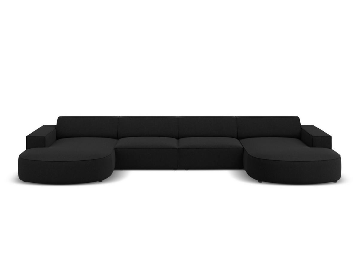 PANORAMASOFA Jodie aus strukturiertem Stoff schwarz 6 Sitzplätze - Schwarz, Textil (166/70/364cm) - Micadoni