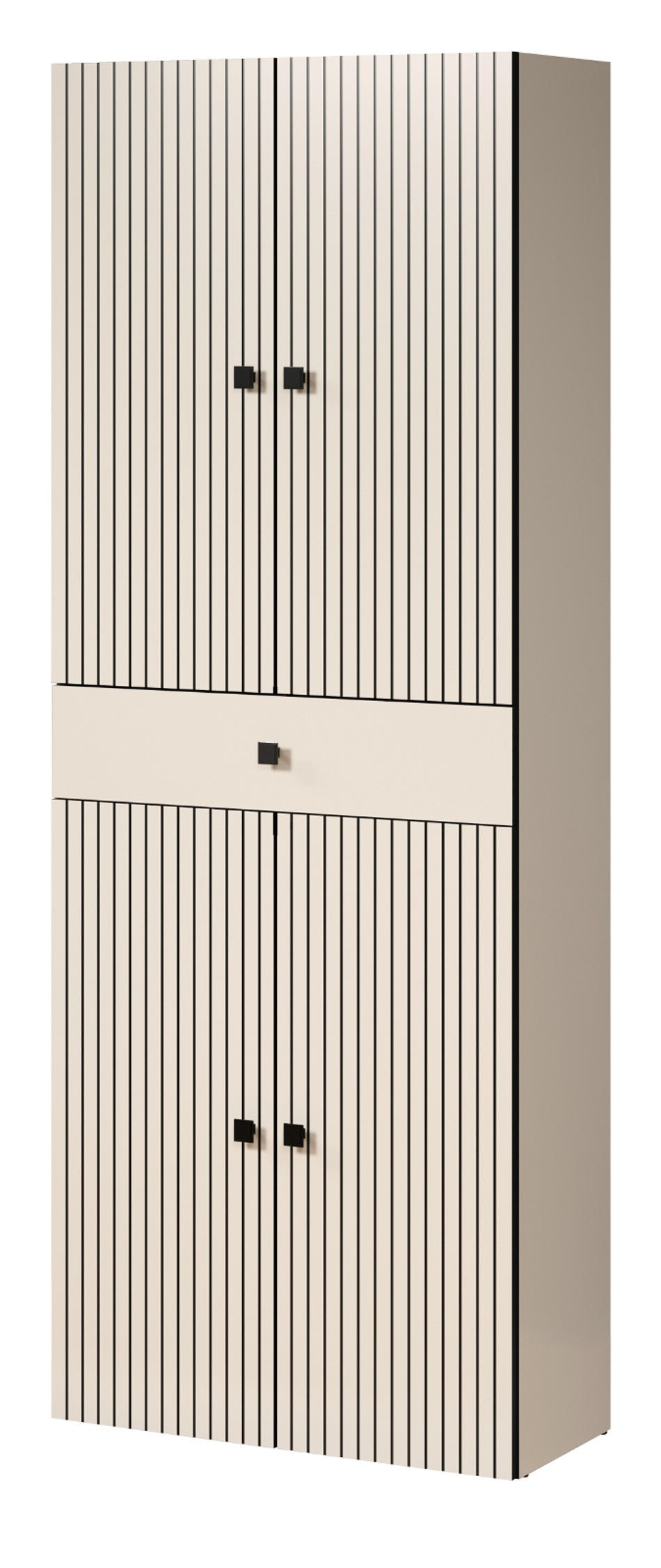 HOCHSCHRANK Kaschmir, grau 70 x 186 cm, Badschrank 4-türig - Kaschmir/Schwarz, Holzwerkstoff/Metall (70/186/31cm) - Top.Furn