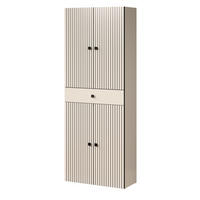 HOCHSCHRANK Kaschmir, grau 70 x 186 cm, Badschrank 4-türig - Kaschmir/Schwarz, Holzwerkstoff/Metall (70/186/31cm) - Top.Furn