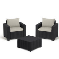 GARTENSOFA California 3-teilig Sessel mit Tisch inkl. Kissen - Anthrazit, Kunststoff - Allibert