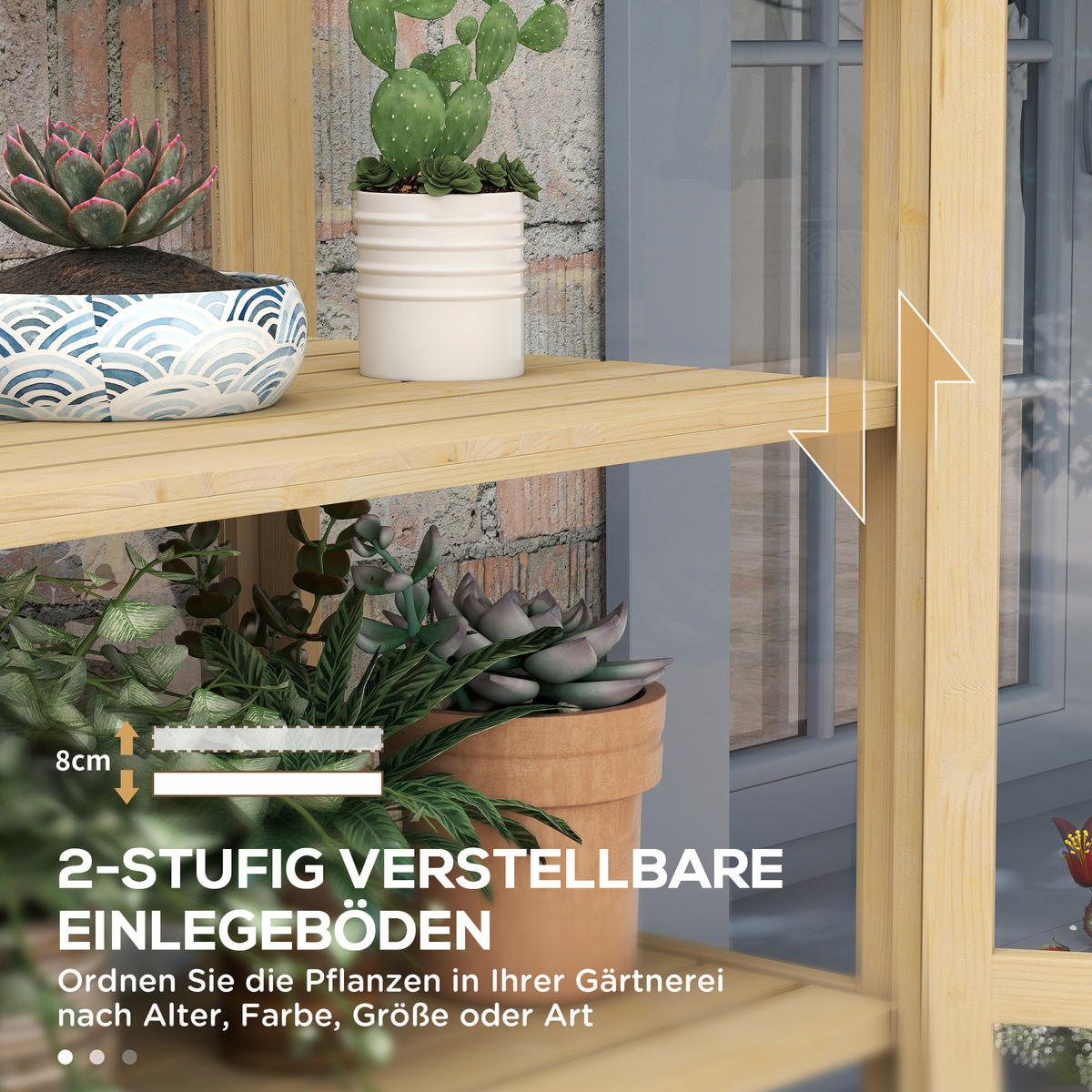 FRÜHBEET aus Holz Abschließbar Gewächshaus Dachfenster, für Garten, Balkon, Natur - Fichtefarben, Holz/Kunststoff (56.5/178/100cm) - Outsunny