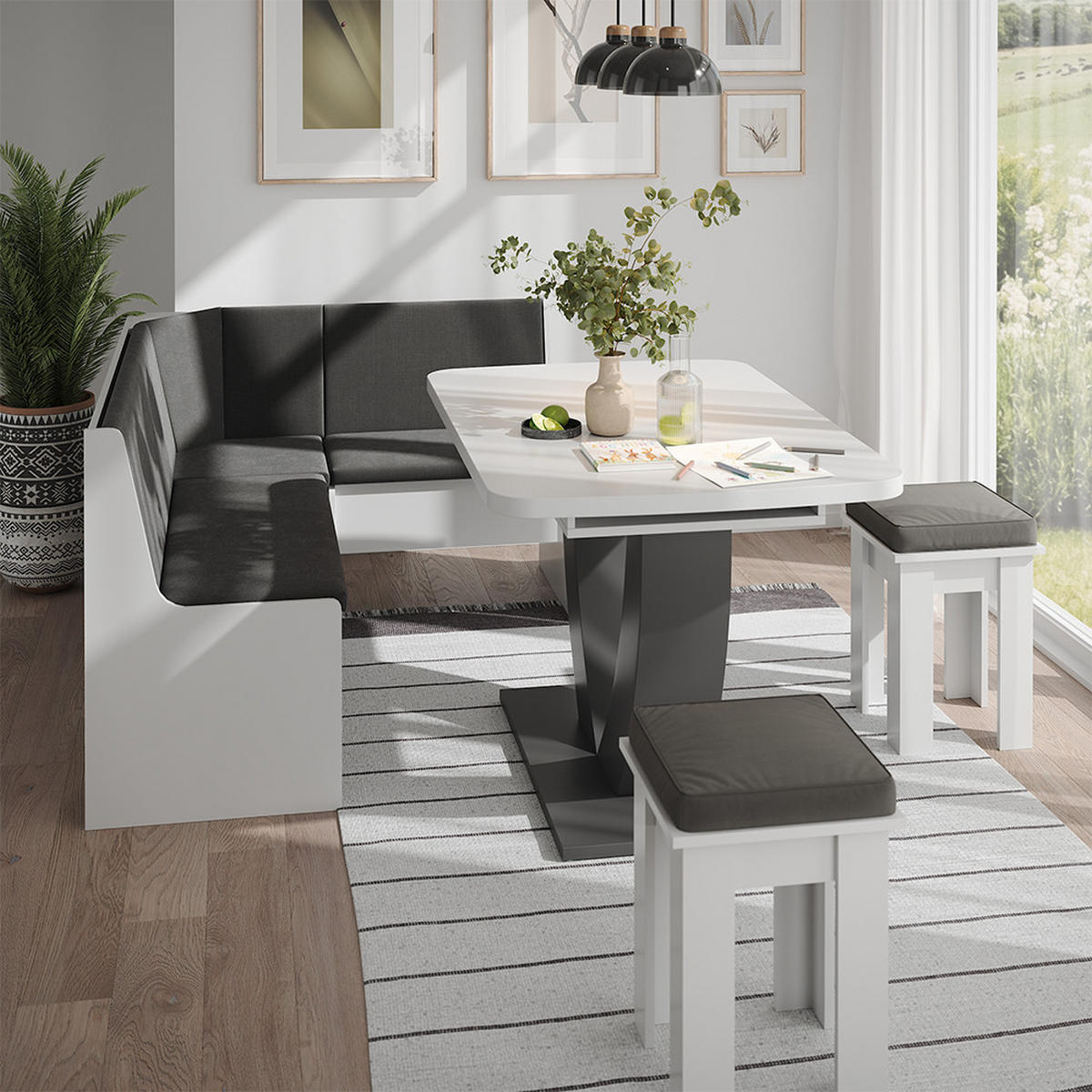 ESSZIMMER-ECKBANK Ramon Weiß 150 x 51 cm mit Stauraum - Weiß, Holzwerkstoff (150/80.5/51cm) - Vicco