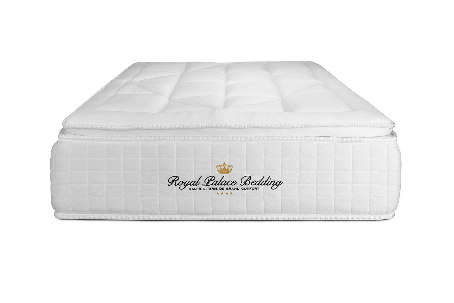 BETT George V Taschenfederkern und Memory-Schaum 90 x 200 cm h1 - Kit Bettgestell Schwarz - Beige/Schwarz, Holz (90/200cm) - ROYAL PALACE BEDDING