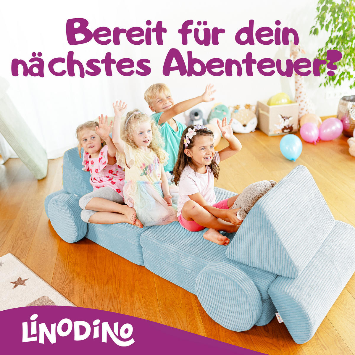 SPIELSOFA Kinder Fantasiewelt 8tlg - Blau, Textil (150/55/66cm) - Linodino