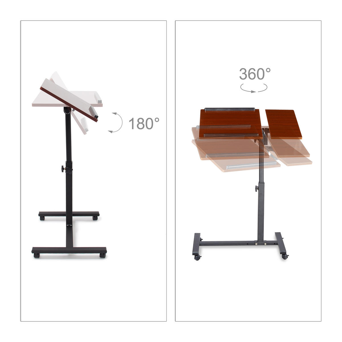 LAPTOPTISCH Rot höhenverstellbar 60x40 cm - Multicolor, Holzwerkstoff/Metall (40/60/95cm) - Relaxdays