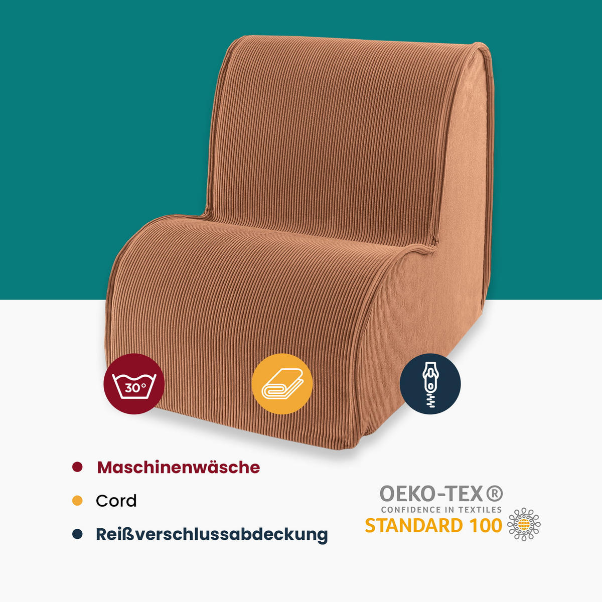STUHL für Kinder, Kord, Sand - Beige, Textil (40/50/60cm) - MeowBaby