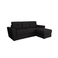 ECKSOFA Bellano Ecksofa L-Form - links oder rechts montierbar, schwarz - Schwarz, Holz (243/156cm) - Panda Möbel