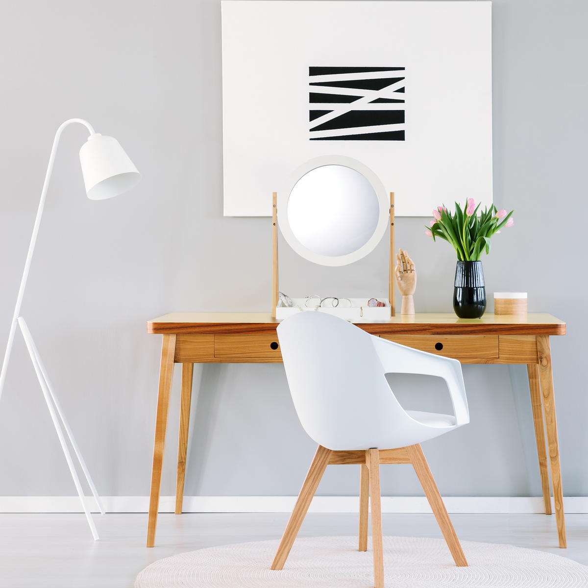 KOSMETIKSPIEGEL - Multicolor, Glas/Holz (43/57/22cm) - Relaxdays