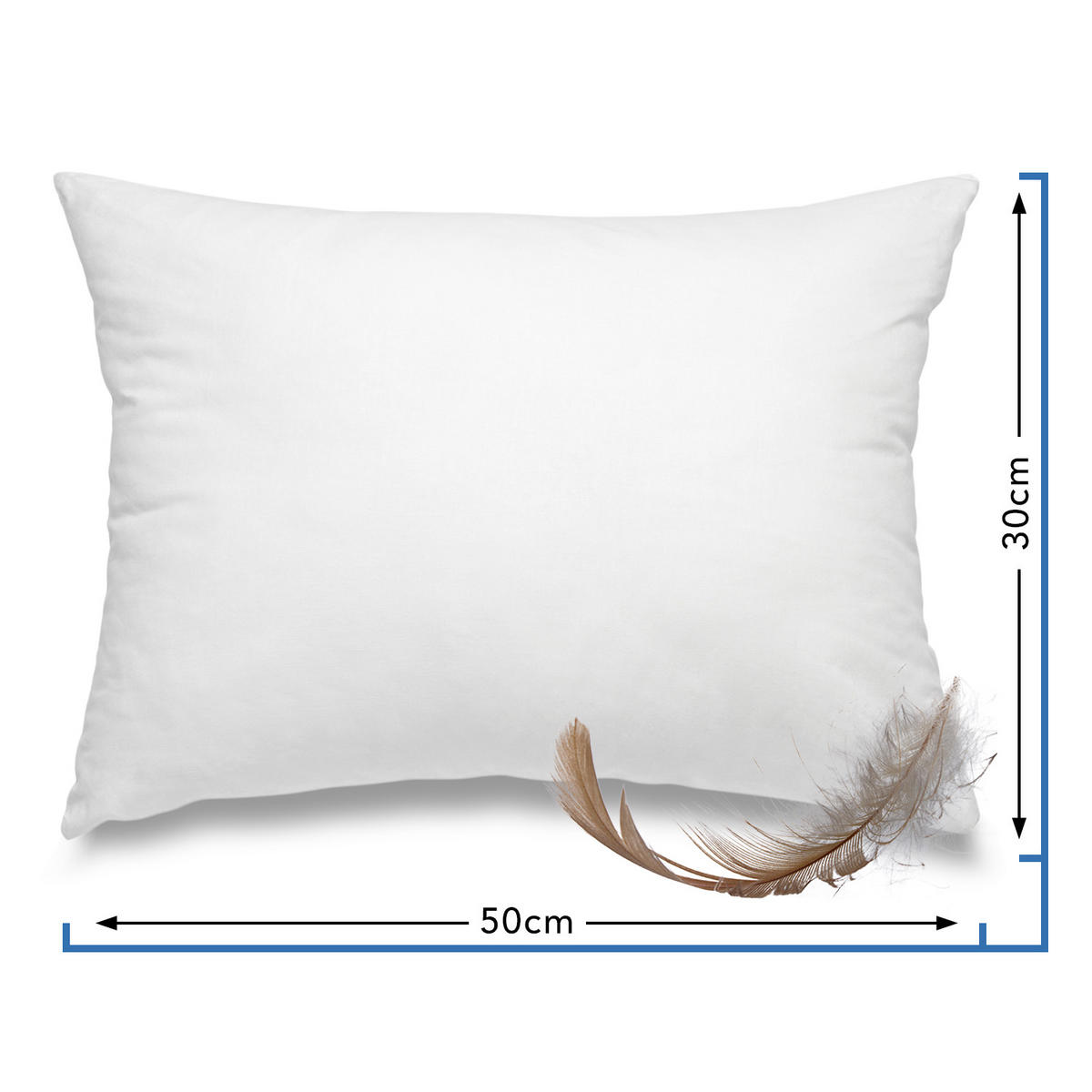 FEDERKISSEN 100% Federn 30/50 cm Bezug aus 100% Baumwolle - Weiß, Textil (50/30cm) - wometo