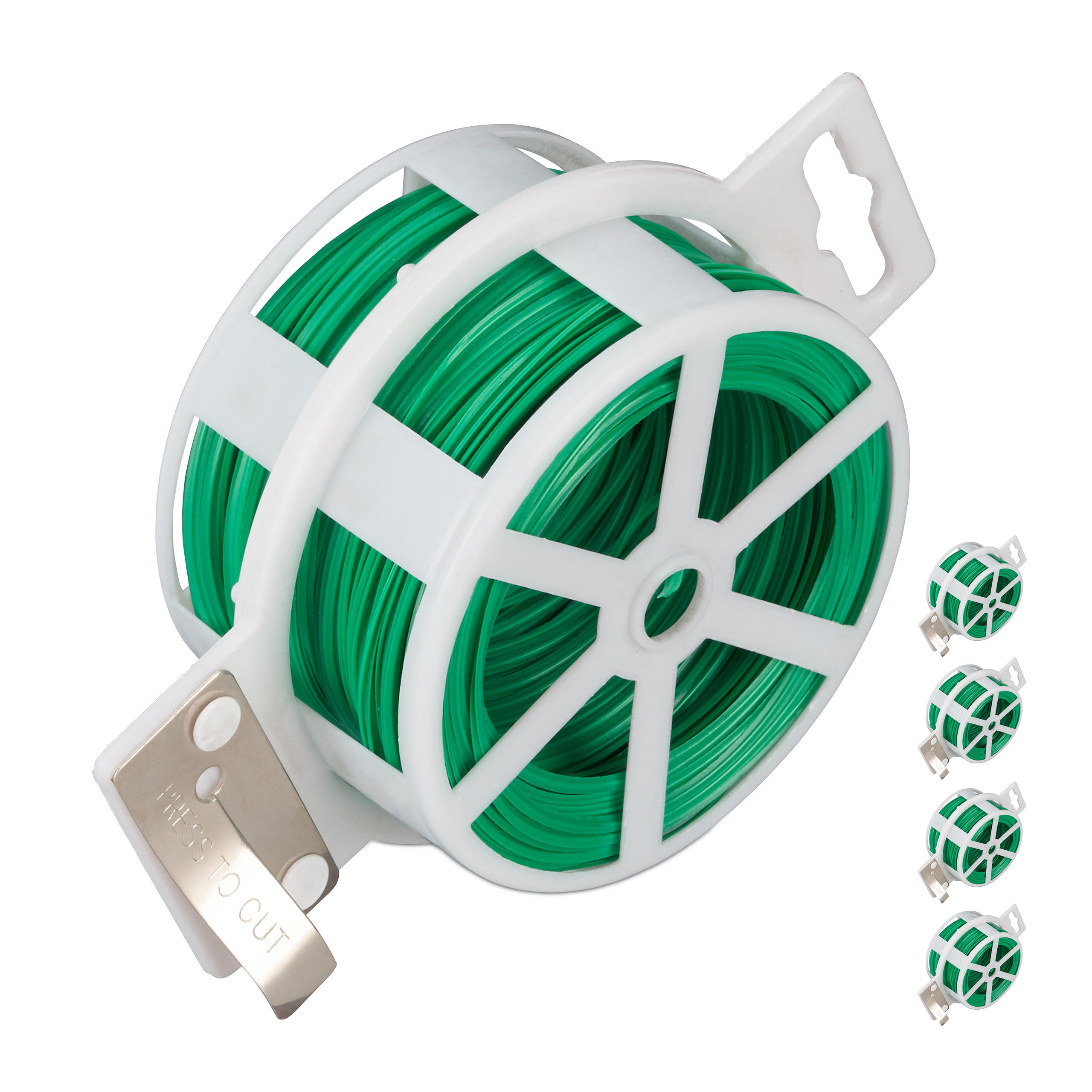 5XGARTENDRAHT - Grün, Kunststoff/Metall (13cm) - Relaxdays