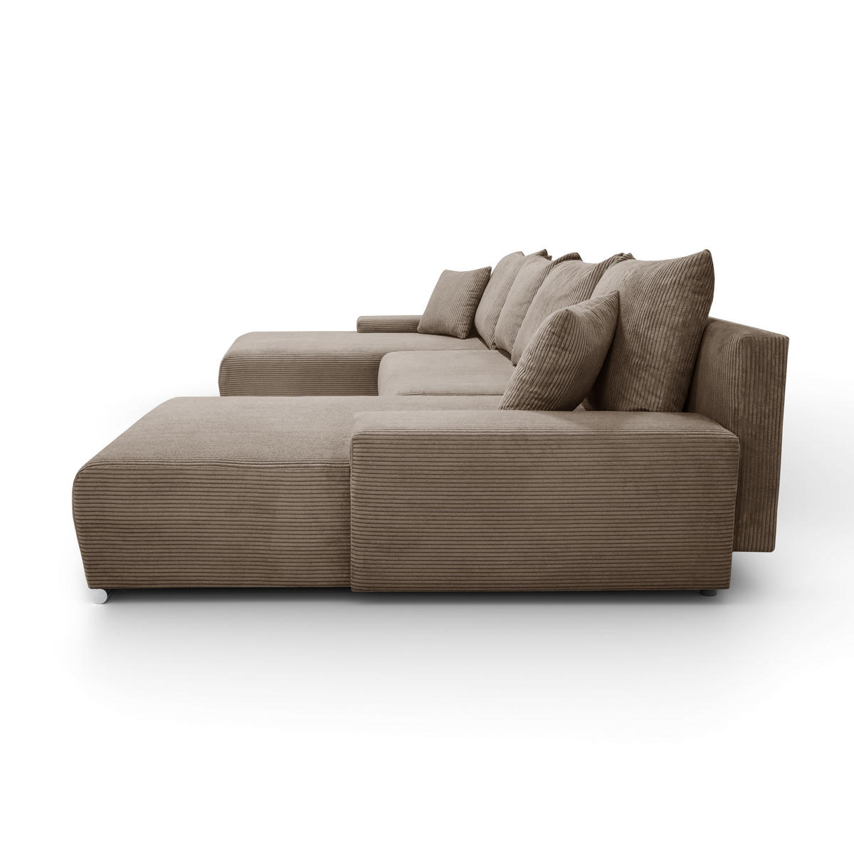 ECKSOFA U-Form Livorno Schlaffunktion Cord-Stoff Hellbraun - Hellbraun, Holz/Kunststoff (348/93/188cm) - Kaiser Möbel