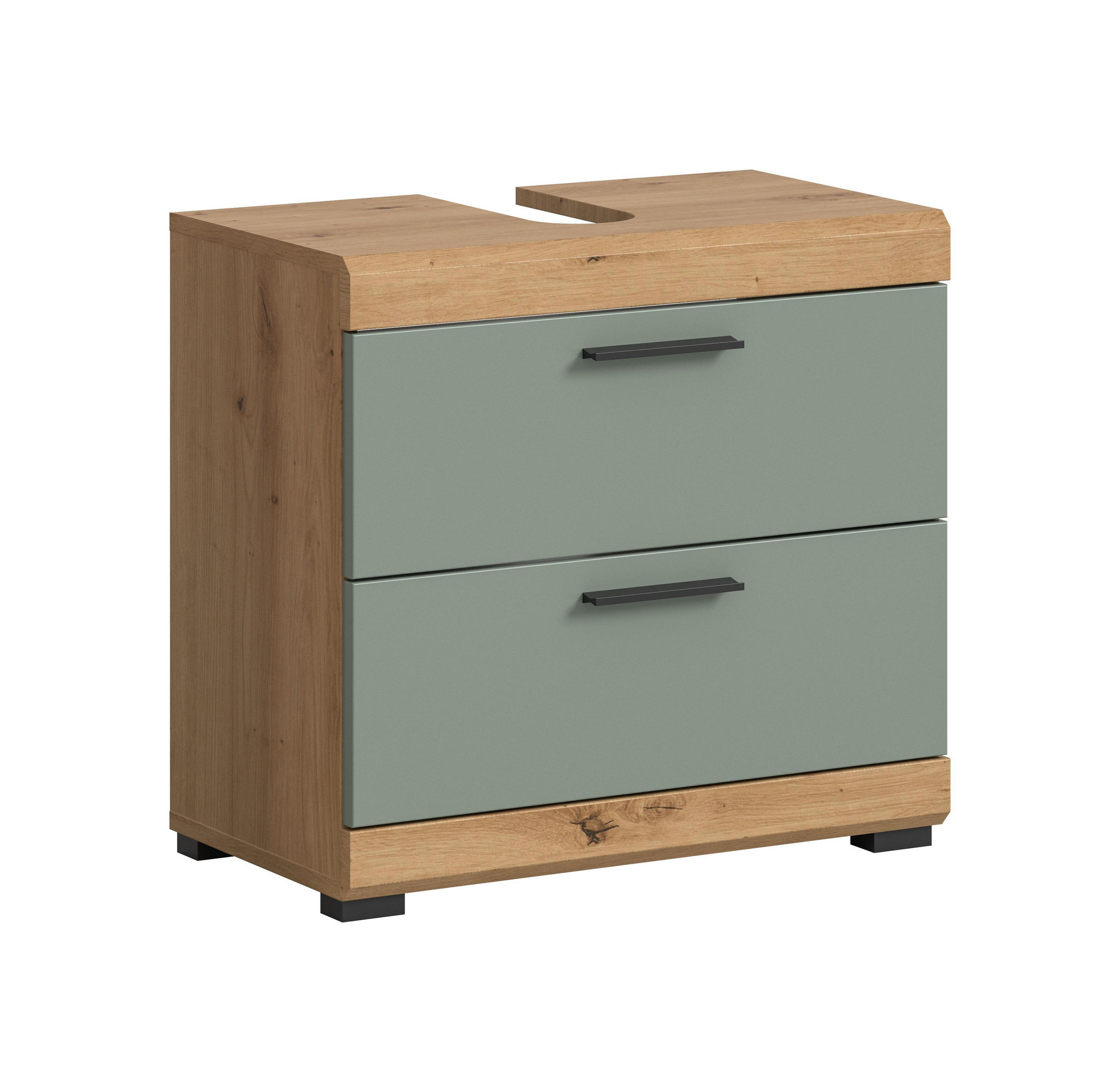 WASCHBECKENUNTERSCHRANK Scout Bad in Artisan Eiche Nb. und Salbei Nb. B/H/T: 60x56x34 cm - Eiche Artisan, Holz (60/56/37cm)