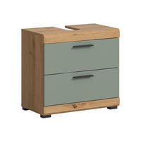 WASCHBECKENUNTERSCHRANK Scout Bad in Artisan Eiche Nb. und Salbei Nb. B/H/T: 60x56x34 cm - Eiche Artisan, Holz (60/56/37cm)