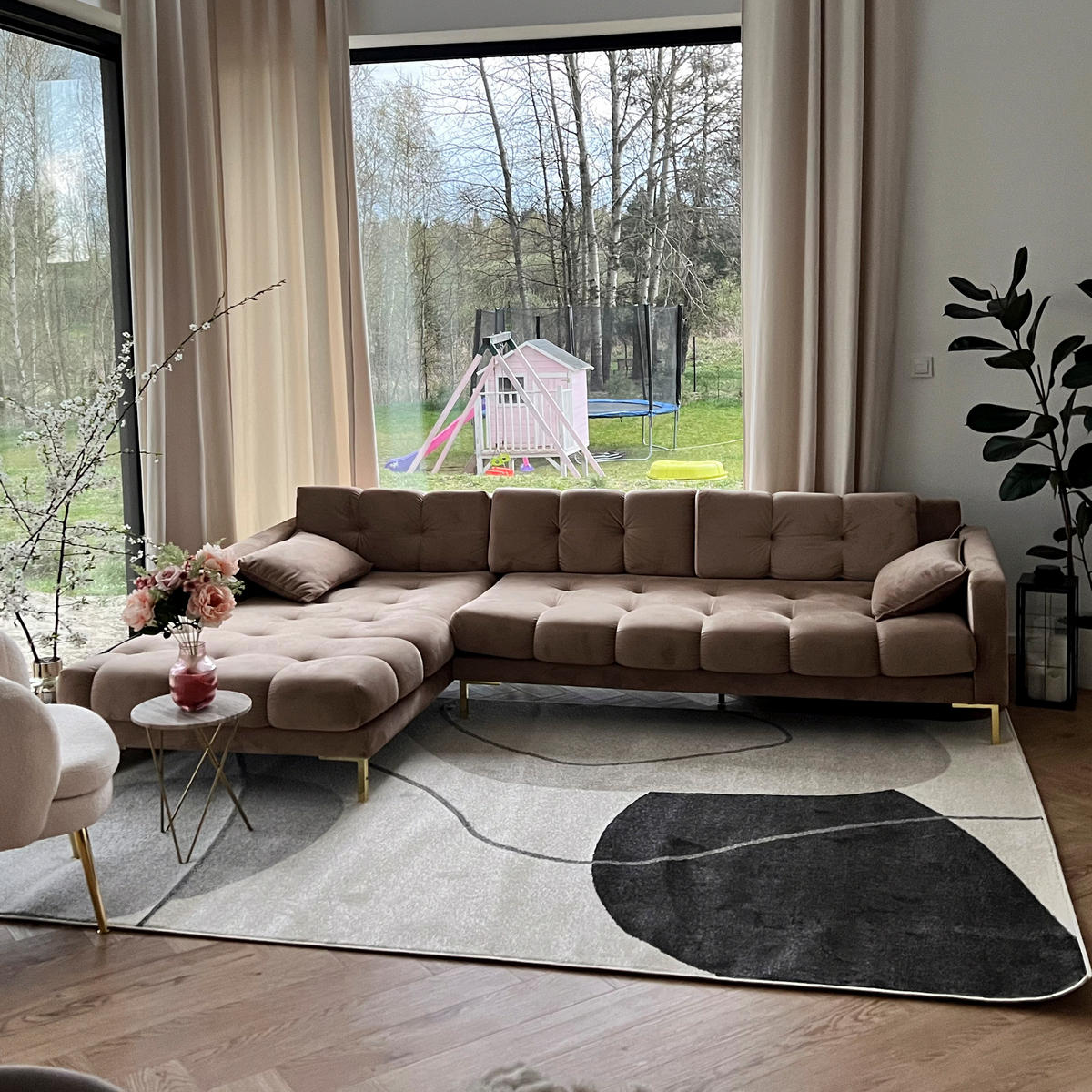 TEPPICH Beige Geometrisch In-Outdoor Pflanzlich Kurzflor Rechteckig 160 x 230 cm - Taupe/Beige, Textil (160/230cm) - Mazovia
