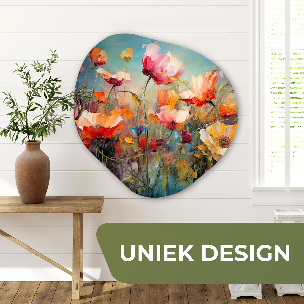 WANDBILD Blumen - Aquarell - Kunst - Botanisch - Natur Room Decor 90x90 cm - Orange, Kunststoff (90/90cm) - MuchoWow