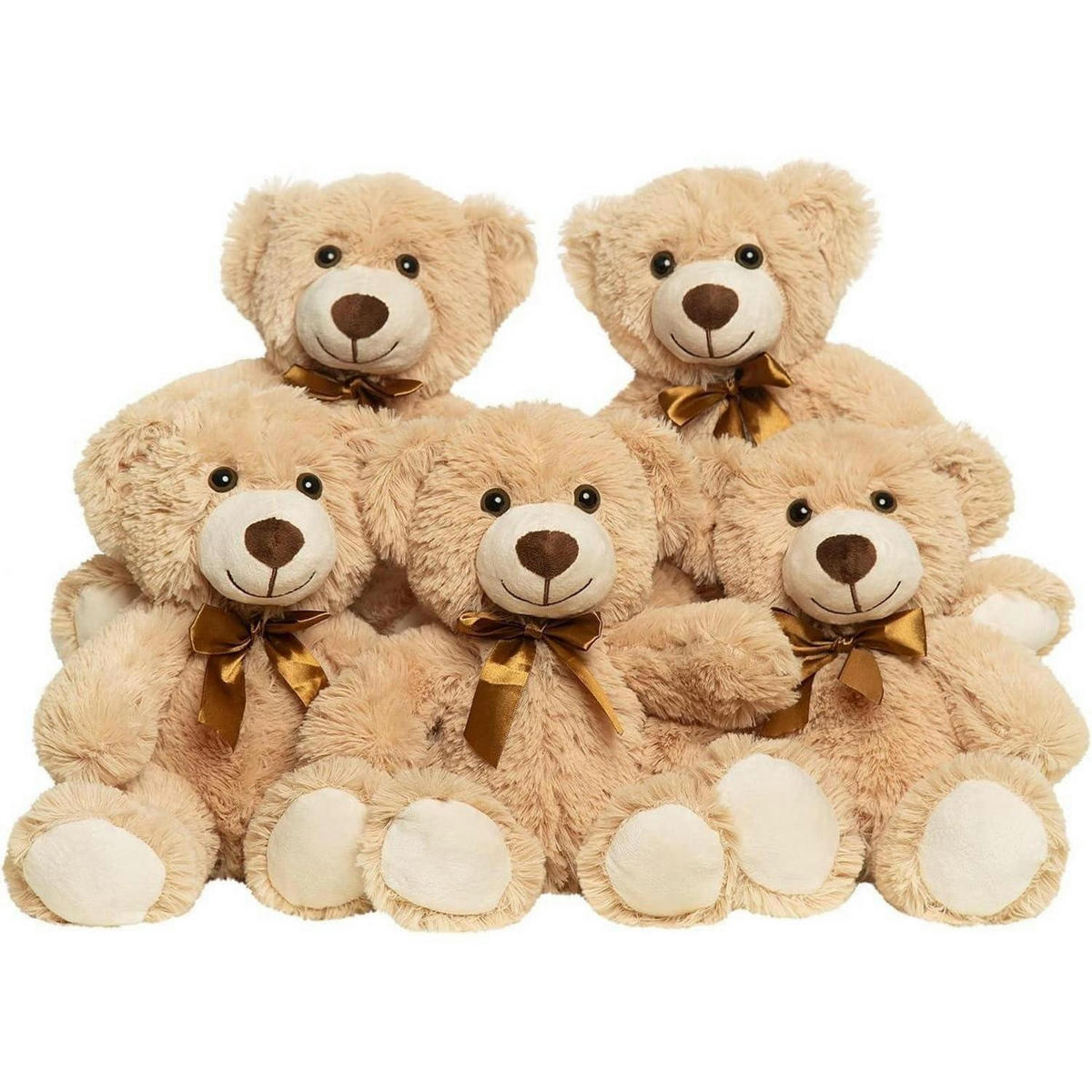 PLÜSCHTIER Teddybär 5-teiliges Set Khaki 34 cm - Olivgrün, Textil (30/35cm)