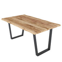 ESSTISCH - Metall / Massivholz - Eichefarben/Schwarz, Holz/Metall (100/160/76cm) - home24