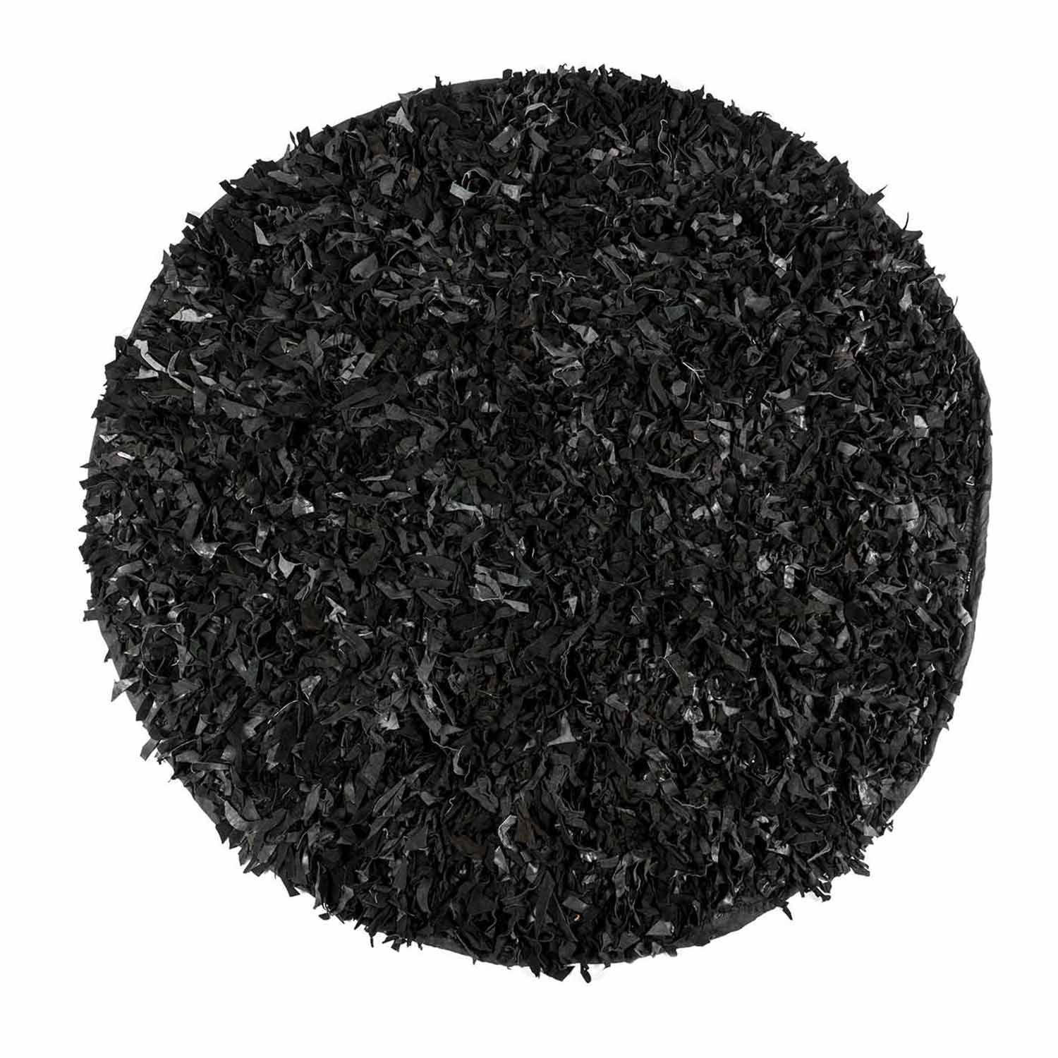 SHAGGY-TEPPICH Dallas rund 150 cm - Schwarz, Leder (150/150cm) - Homescapes