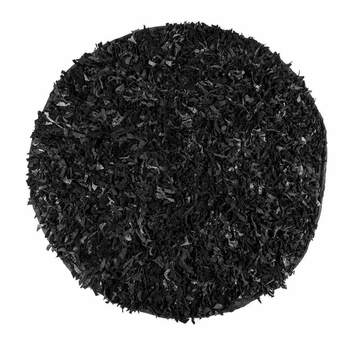 SHAGGY-TEPPICH Dallas rund 150 cm - Schwarz, Leder (150/150cm) - Homescapes