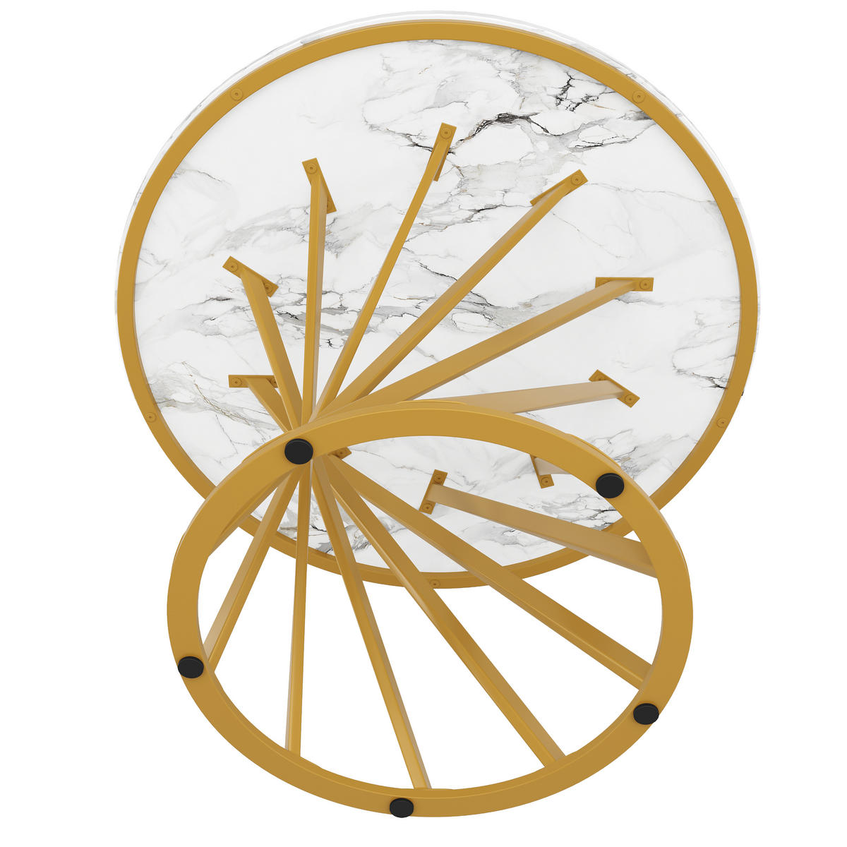 ESSTISCH 80x80x76 cm in Weiß und Gold aus MDF auf goldfarbenen Metallbeinen - Goldfarben, Holzwerkstoff (80/80/76cm) - Modfu