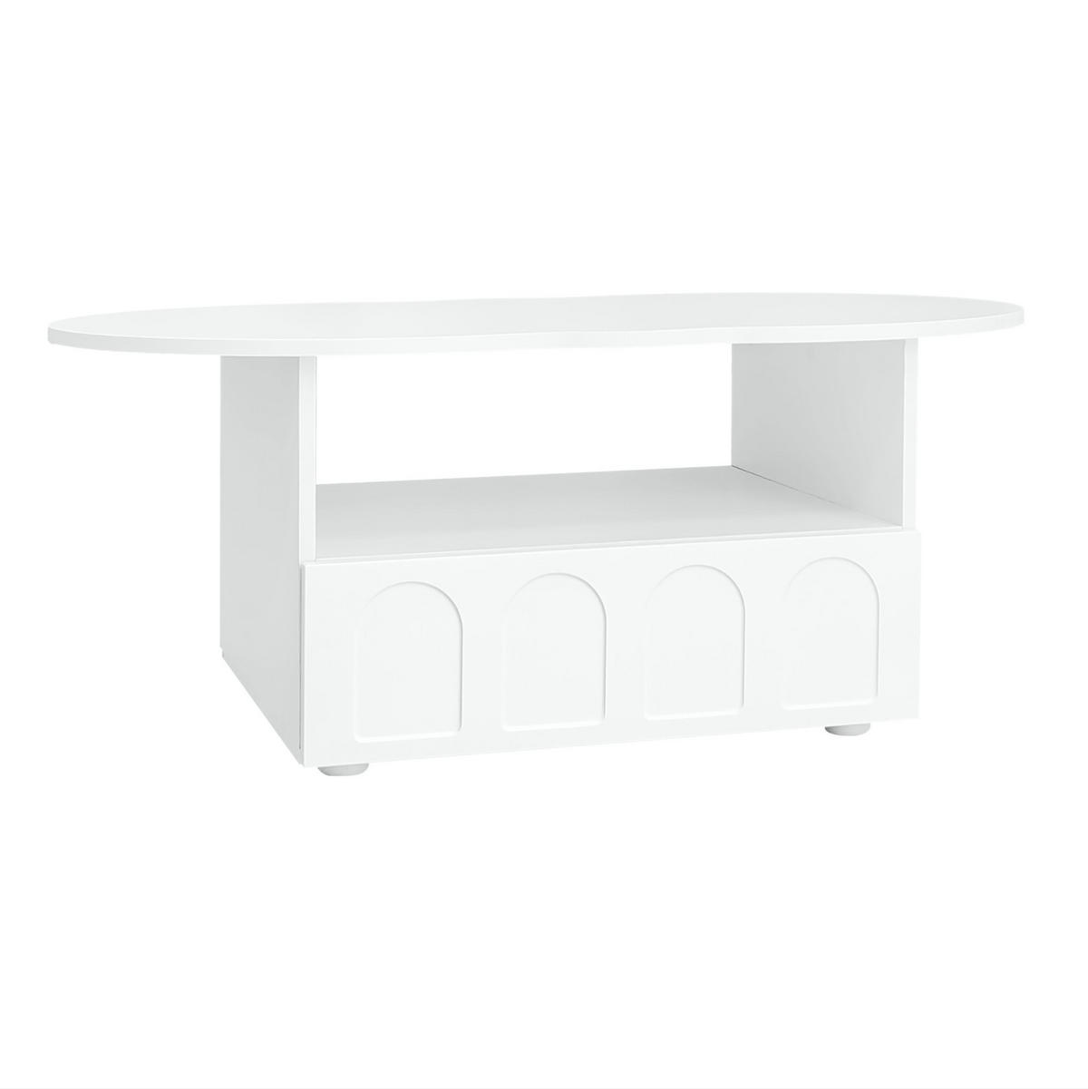 COUCHTISCH 100/60/40.5 cm weiß aus Spanplatte mit Schublade und Ablagefach - Weiß, Holzwerkstoff (100/60/40.5cm) - OKMYHOME