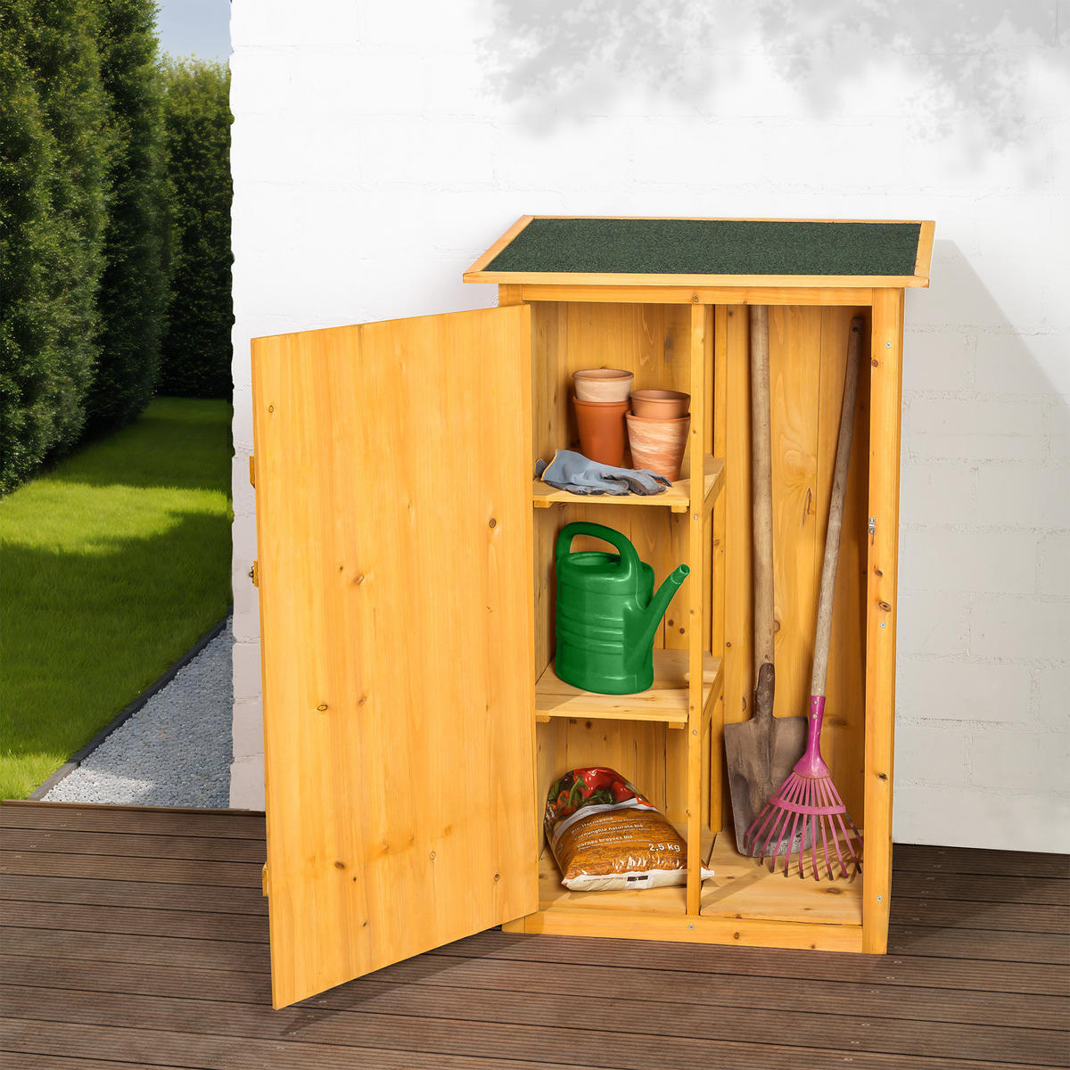 GARTENSCHRANK mit Flachdach Taman,75 x 56 x 118 cm,braun - Braun, Holz (56/118/75cm) - tectake