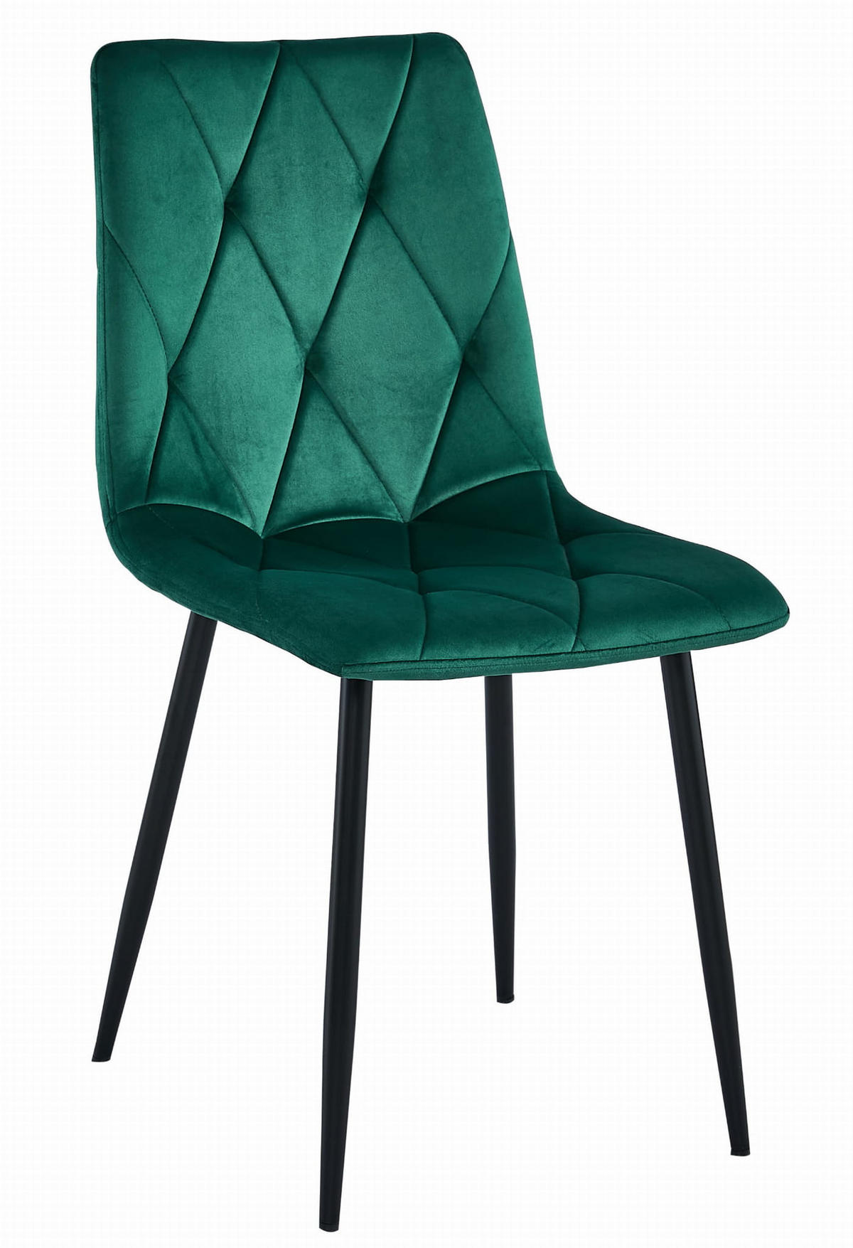 ESSZIMMERSTUHL TYRA dunkelgrüner Sitz, schwarze Beine - Dunkelgrün/Schwarz, Textil (44.5/87/54.5cm) - Valora